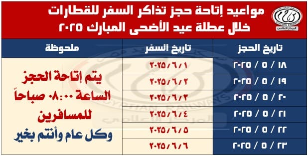 حجز تذاكر قطارات عيد الأضحى بـ 6 طرق 2 حجز تذاكر قطارات عيد الأضحى