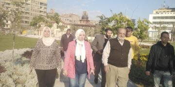 رئيس جهاز مثلث ماسبيرو تتابع أعمال تطوير حديقة الأزبكية